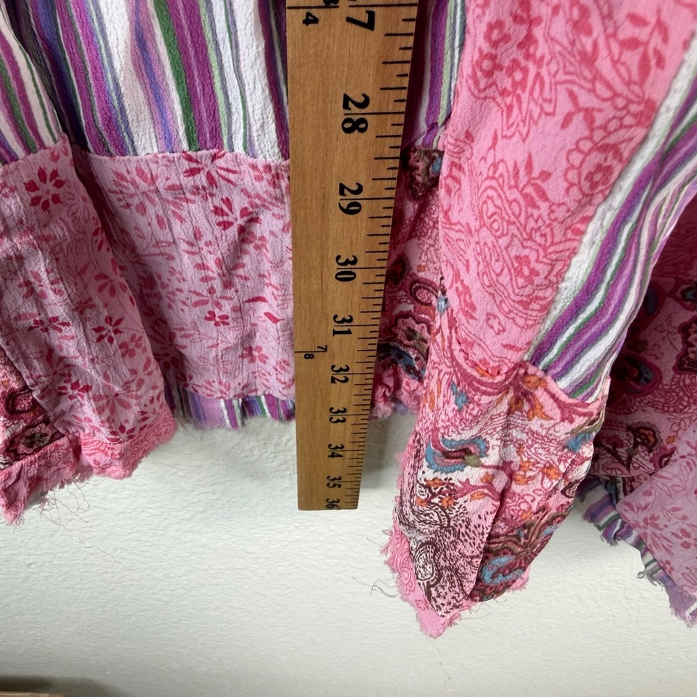 Flower Women's Skirt Pink Free Size Patchwork Boho Hippie Granola Cottage Core - Picture 8 of 9